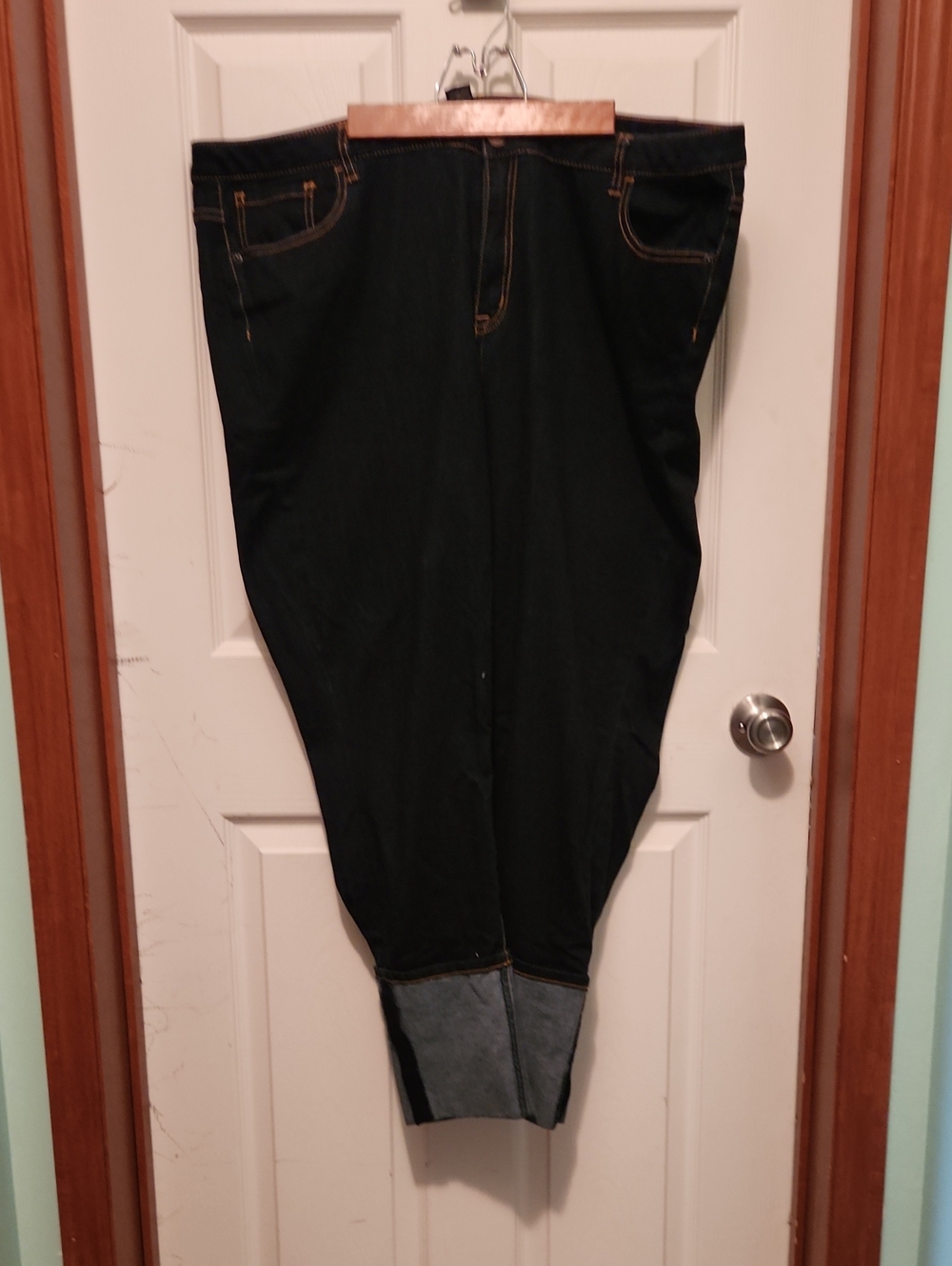 Lane Bryant Black Straight Leg Jeans With Contrast Stitching